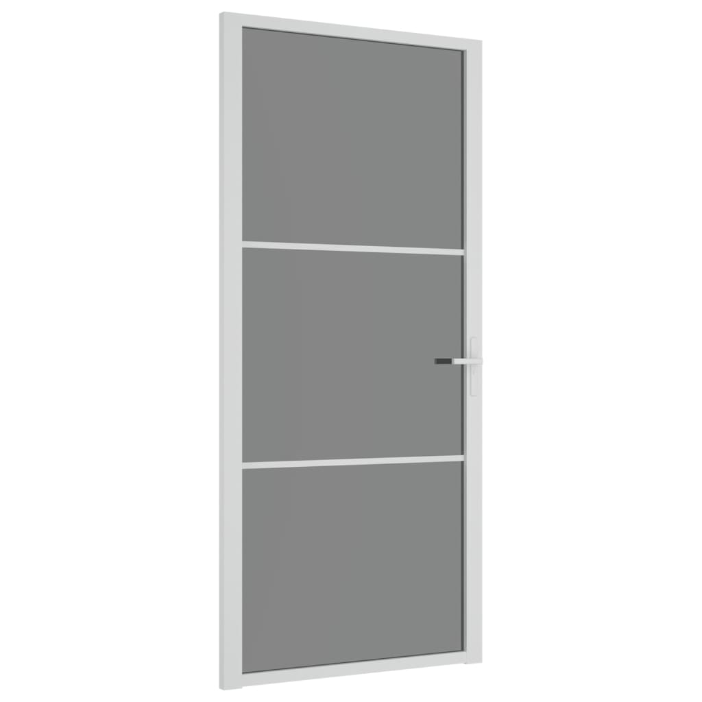 Dør 93x201,5 cm sikkerhedsglas og aluminium hvid - hvid og mørk transparant, 93 x 201.5 cm, 1, 2 horisontale stænger - number 2.