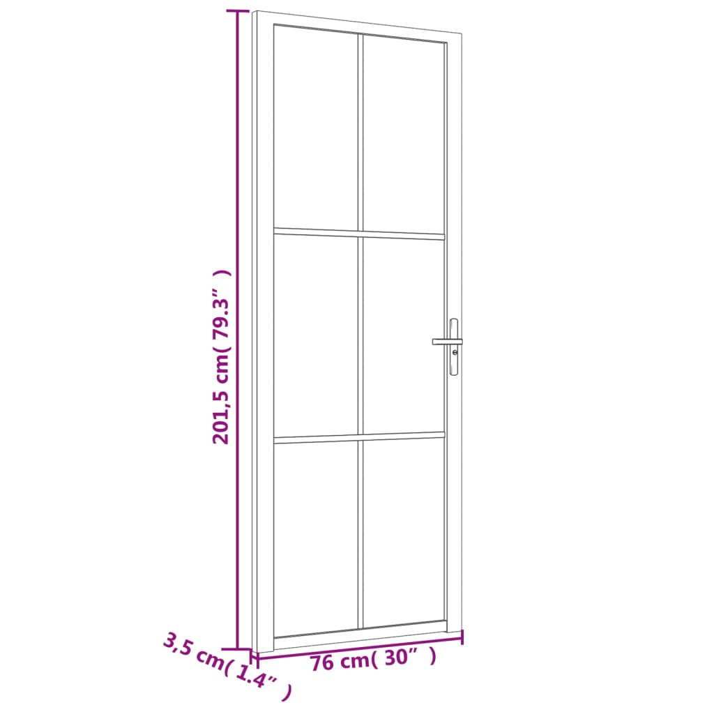 Dør 76x201,5 cm sikkerhedsglas og aluminium hvid - hvid og transparant¨, 76 x 201.5 cm, 1, 3x2 gitter - number 7.