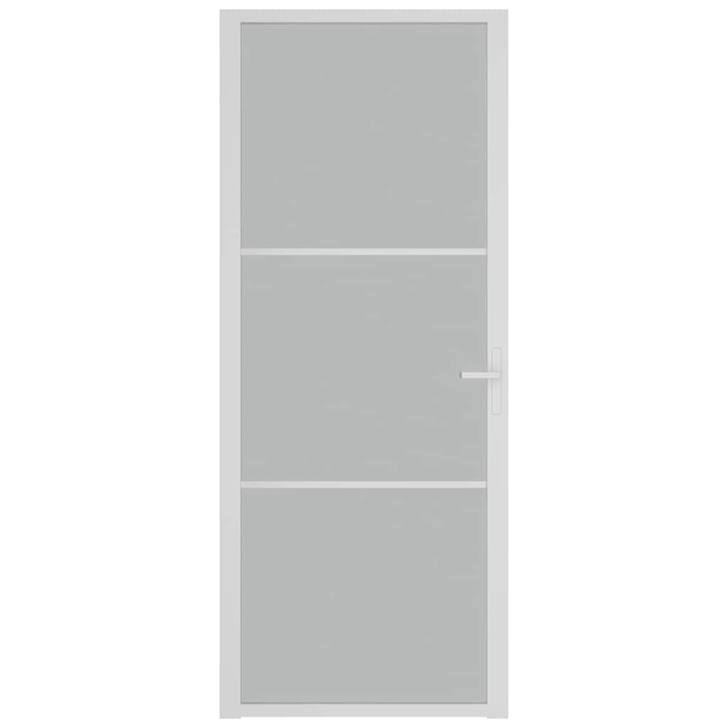 Puerta 83x201.5 cm de vidrio mate y aluminio blanco - blanco y enmarañado, 83 x 201.5 cm, 1, 2 barras horizontales - number 3.