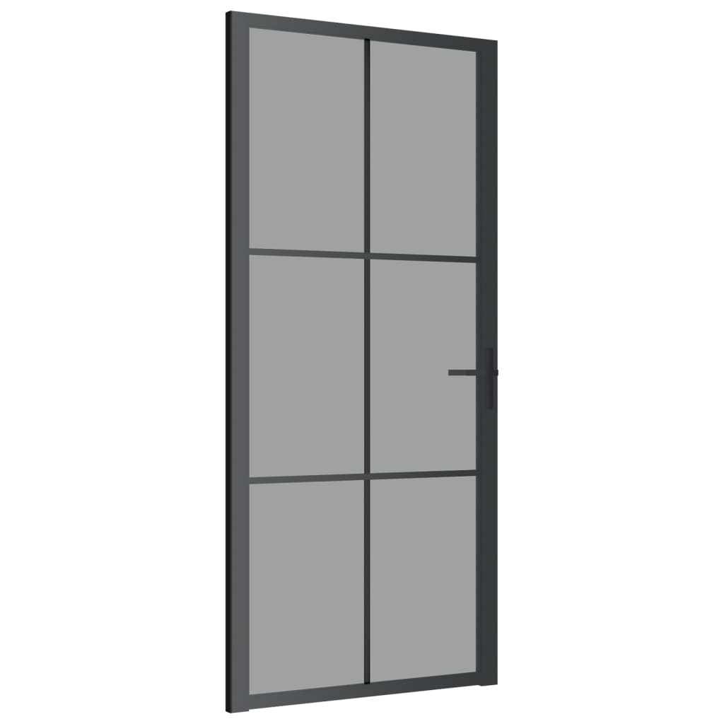 Dør 93x201,5 cm sikkerhedsglas og aluminium sort - sort og mørk transparant, 93 x 201.5 cm, 1, 3x2 gitter - number 2.