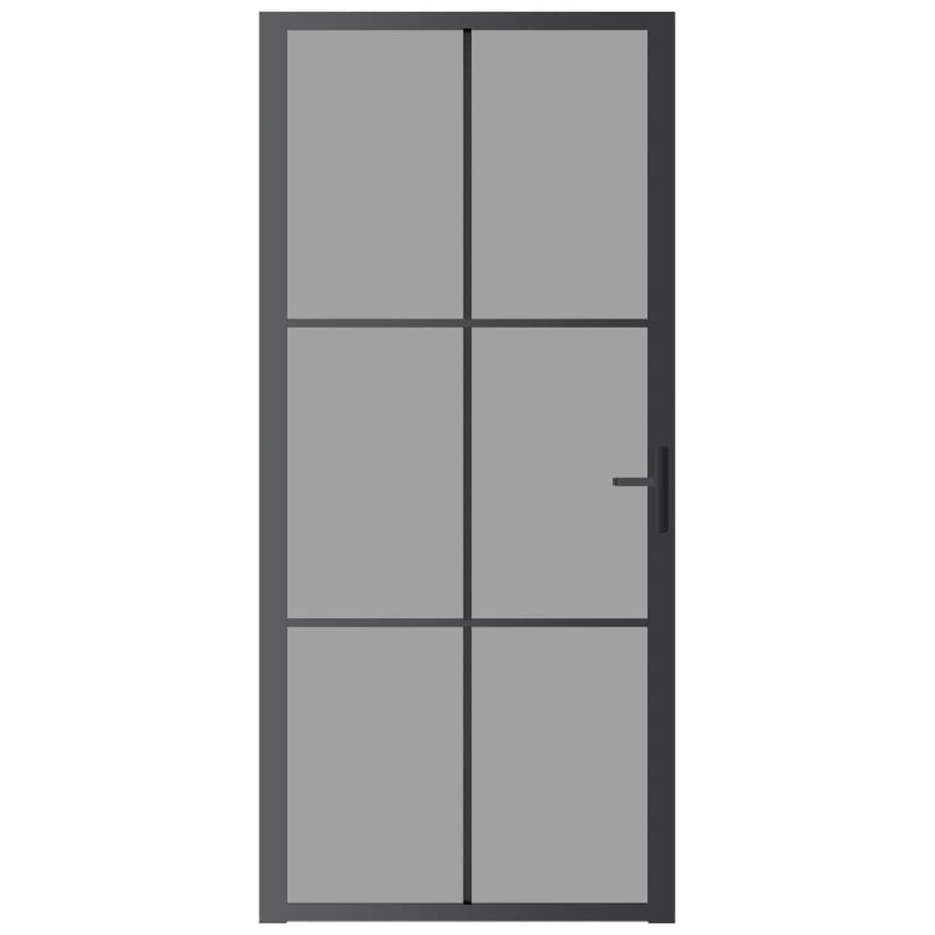 Dør 93x201,5 cm sikkerhedsglas og aluminium sort - sort og mørk transparant, 93 x 201.5 cm, 1, 3x2 gitter - number 3.
