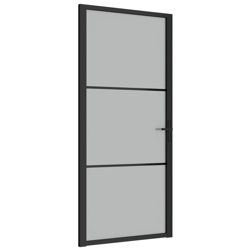 Dør 93x201,5 cm sikkerhedsglas mat glas og aluminium sort - number 2.