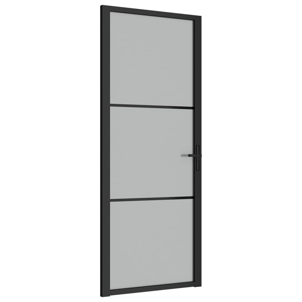 Dør 83x201,5 cm mat glas og aluminium sort - sort og matteret, 83 x 201.5 cm, 1, 2 horisontale stænger - number 2.