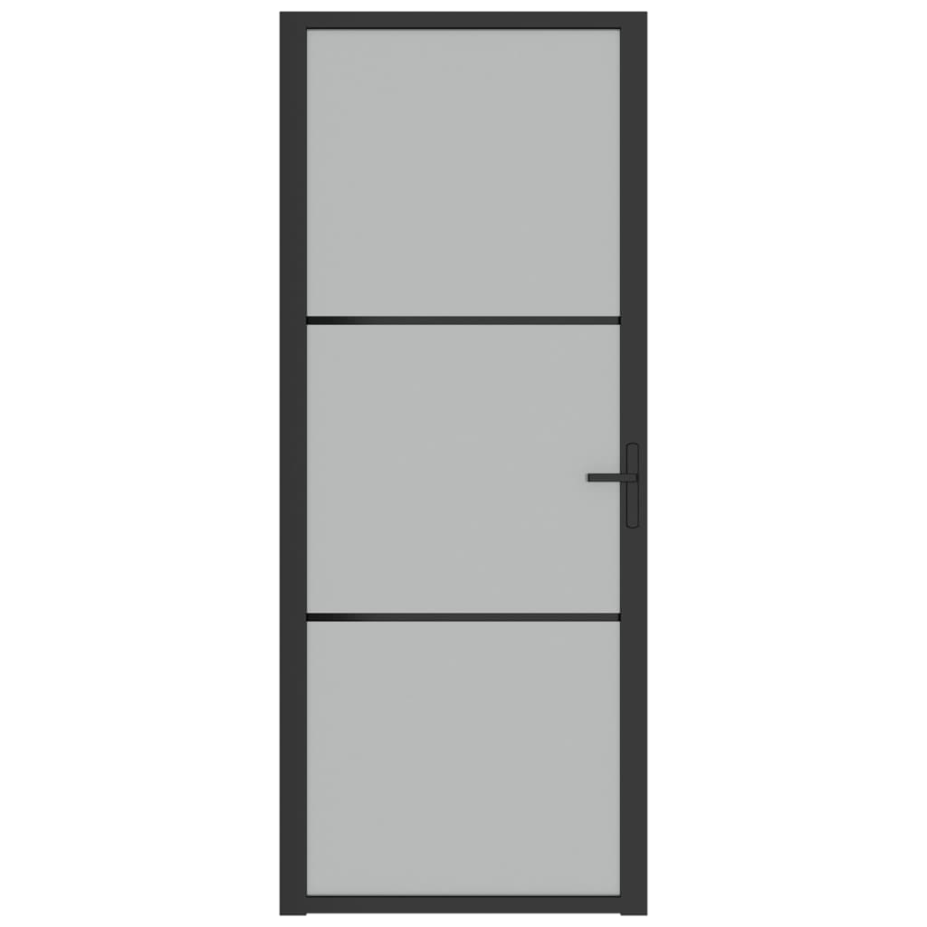 Dør 83x201,5 cm mat glas og aluminium sort - sort og matteret, 83 x 201.5 cm, 1, 2 horisontale stænger - number 3.
