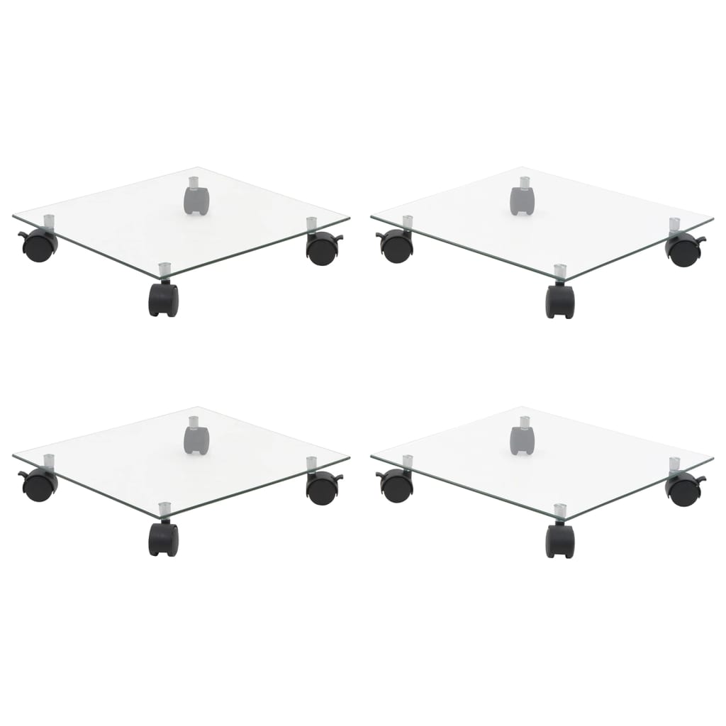 Kolica za biljke 4 kom. 35x35 cm četvrtasto kaljeno staklo - number 1.