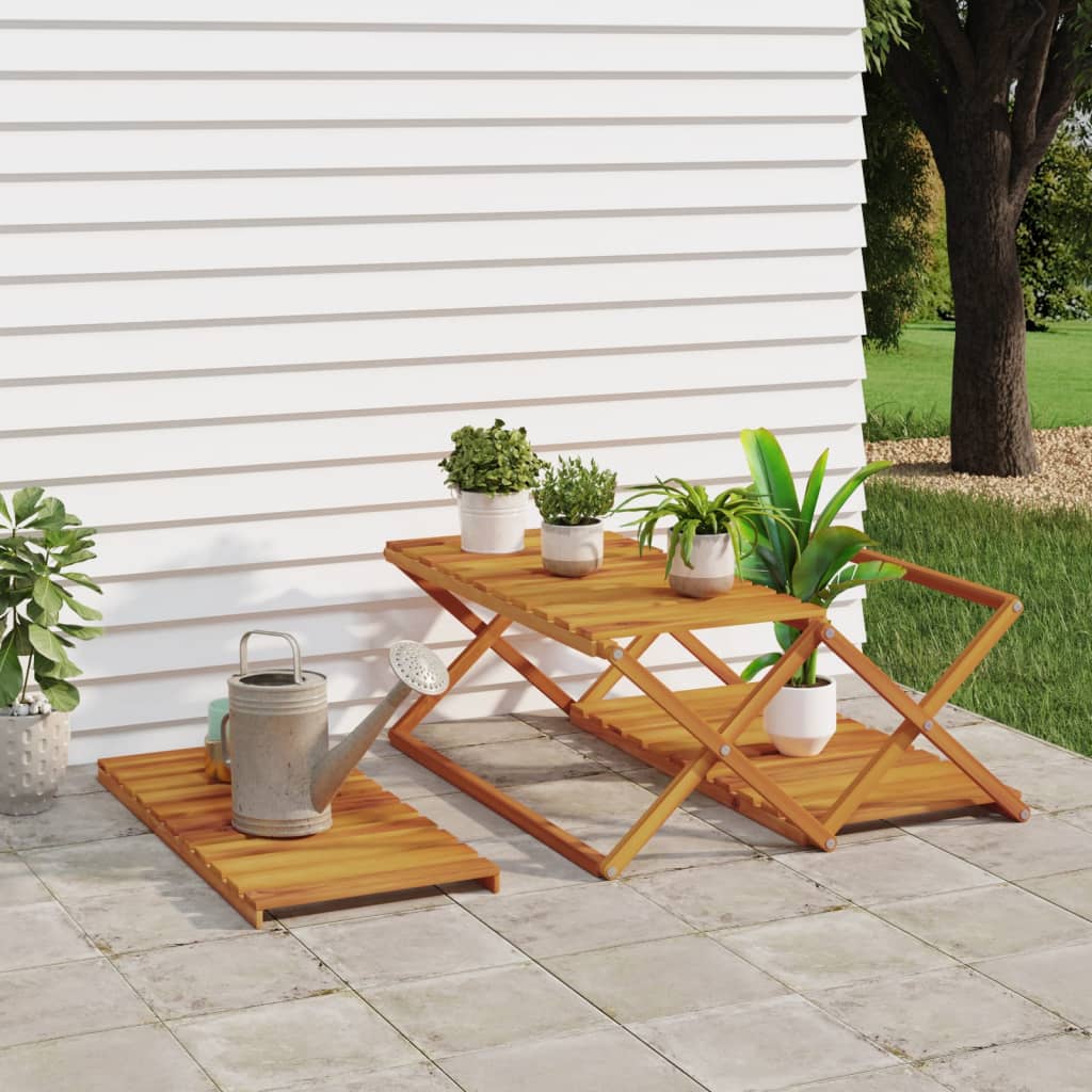 Sammenleggbar bokhylle med 3 hyller 70x31x63 cm solid akasietre brun - 1, 70 cm - number 3.