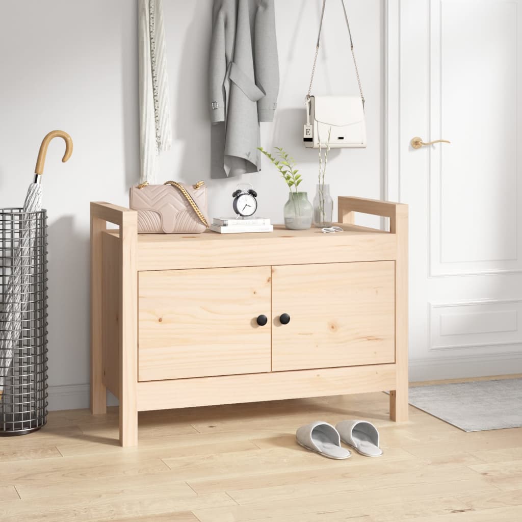 Entrébænk massivt fyrretræ - naturfarvet, 80 x 40 x 60 cm - number 1.