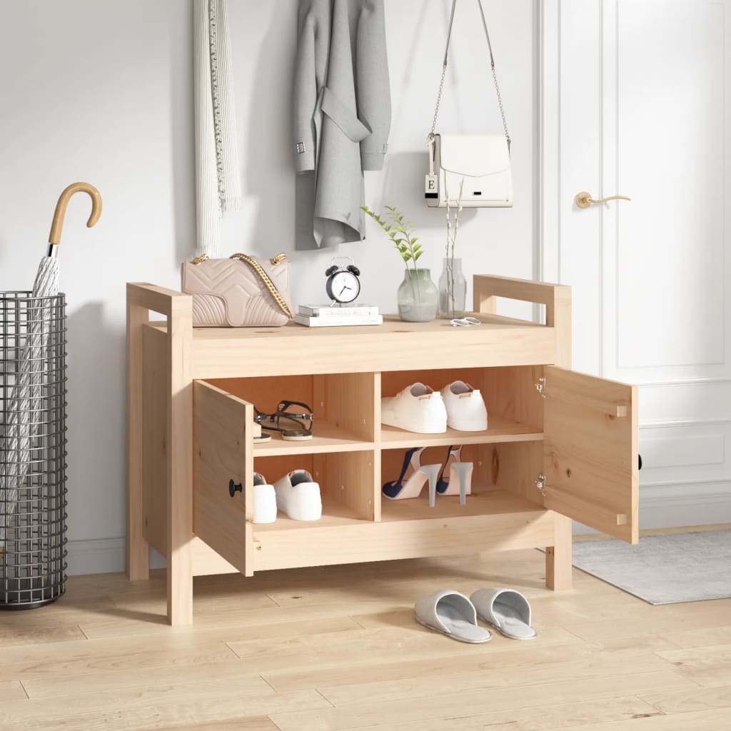 Ławka wejściowa sosna lita - kolor naturalny, 80 x 40 x 60 cm - number 6.