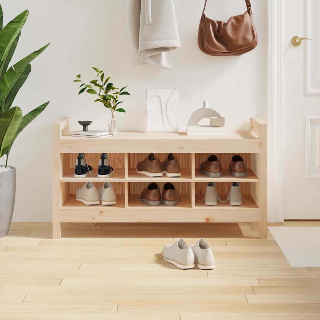 Entrébænk massivt fyrretræ - naturfarvet, 110 x 40 x 60 cm - number 1.