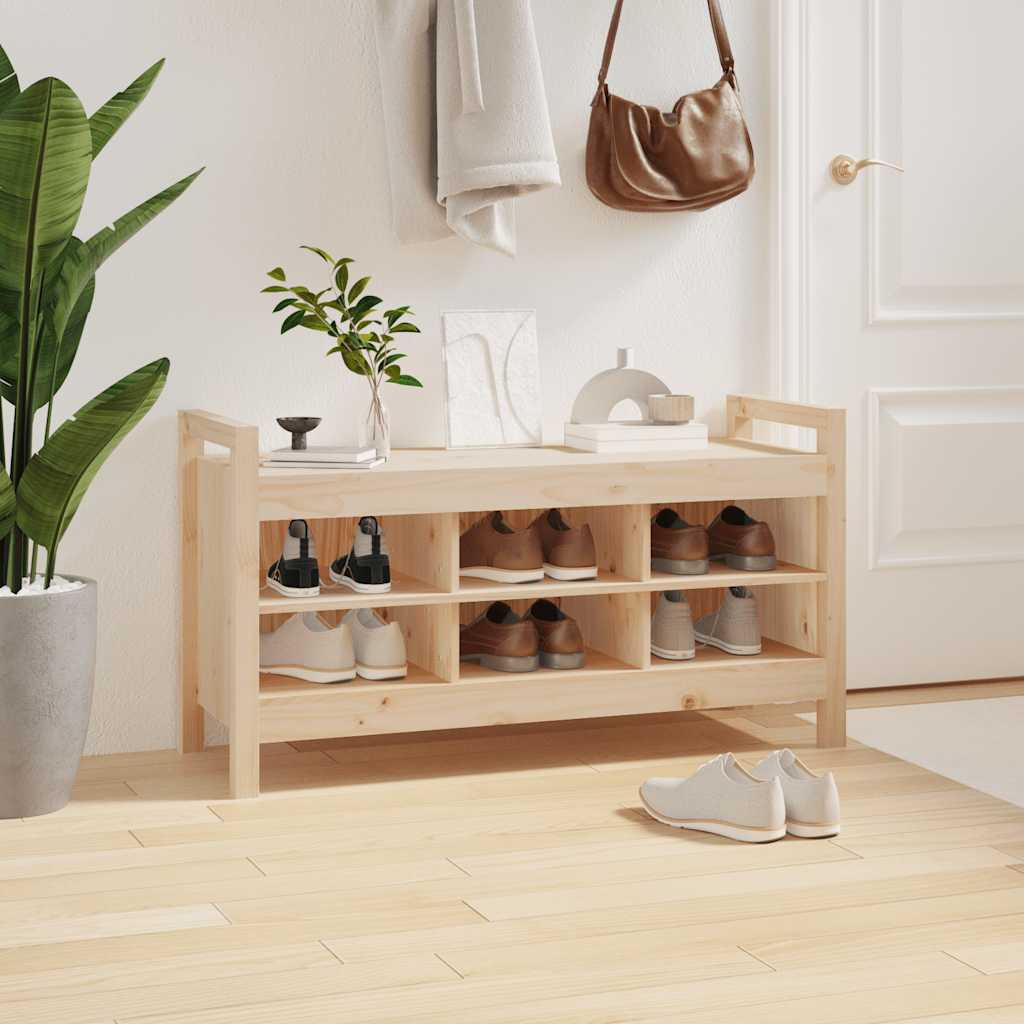 Entrébænk massivt fyrretræ - naturfarvet, 110 x 40 x 60 cm - number 5.