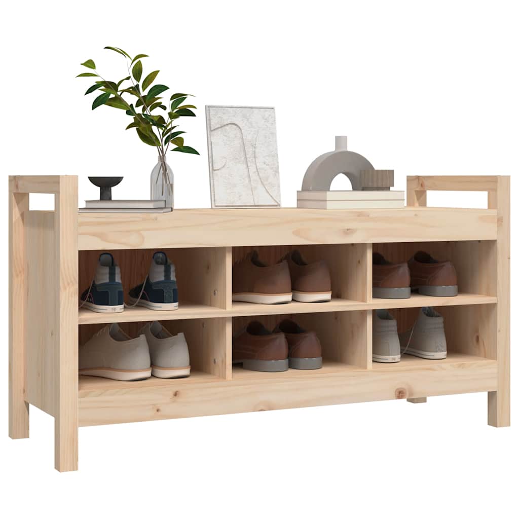 Entrébænk massivt fyrretræ - naturfarvet, 110 x 40 x 60 cm - number 6.