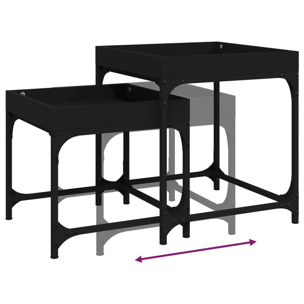 Stoliki boczne 2 szt. drewno klejone - czarne, 1 - number 9.