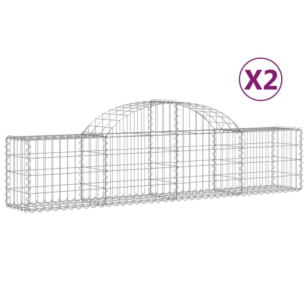 Buede gabionkurve stk. galvaniseret jern - 200 x 30 x 40/60 cm, 2 - number 2.