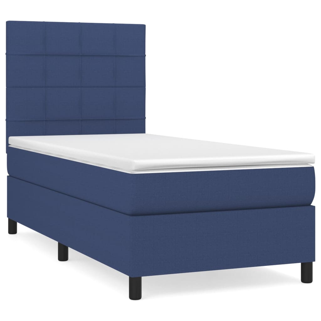 Continental bed with mattress fabric - blue, 90 x 190 cm, block with squares - number 2.