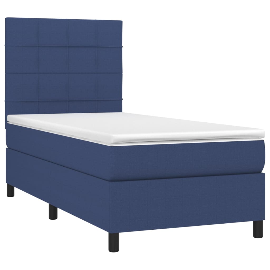 Continental bed with mattress fabric - blue, 90 x 190 cm, block with squares - number 3.