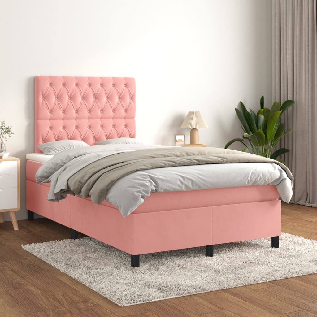 Continental bed velvet - pink, 120 x 200 cm, z dekoracyjnymi guzikami - number 1.