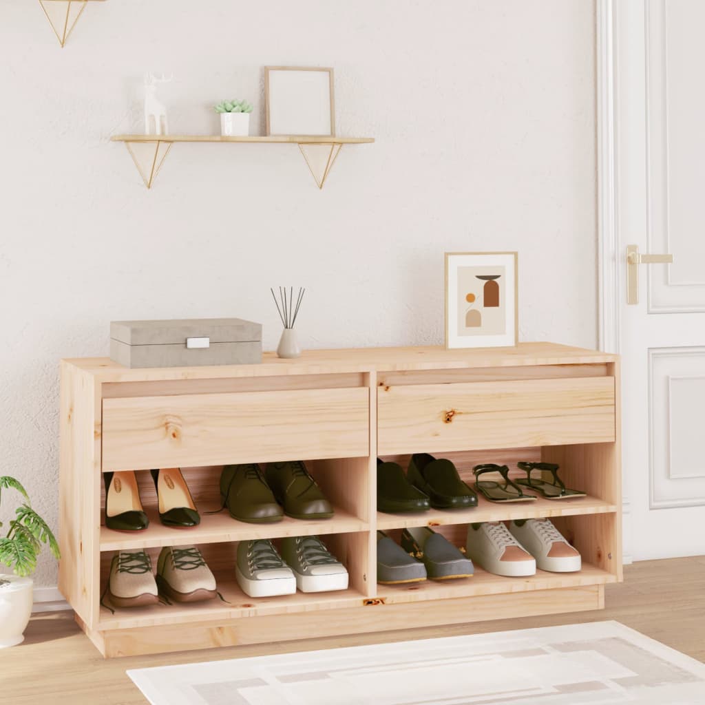 Shoe rack 110x34x52 cm solid pine - natural colour, 1 - number 1.