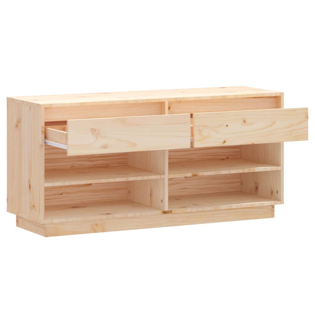 Shoe rack 110x34x52 cm solid pine - natural colour, 1 - number 6.