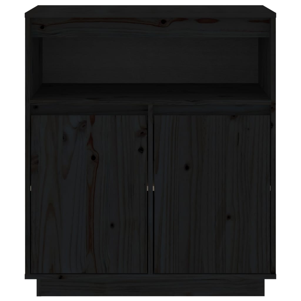 Credenza 70x34x80 cm pino massello - nero, 1 - number 6.
