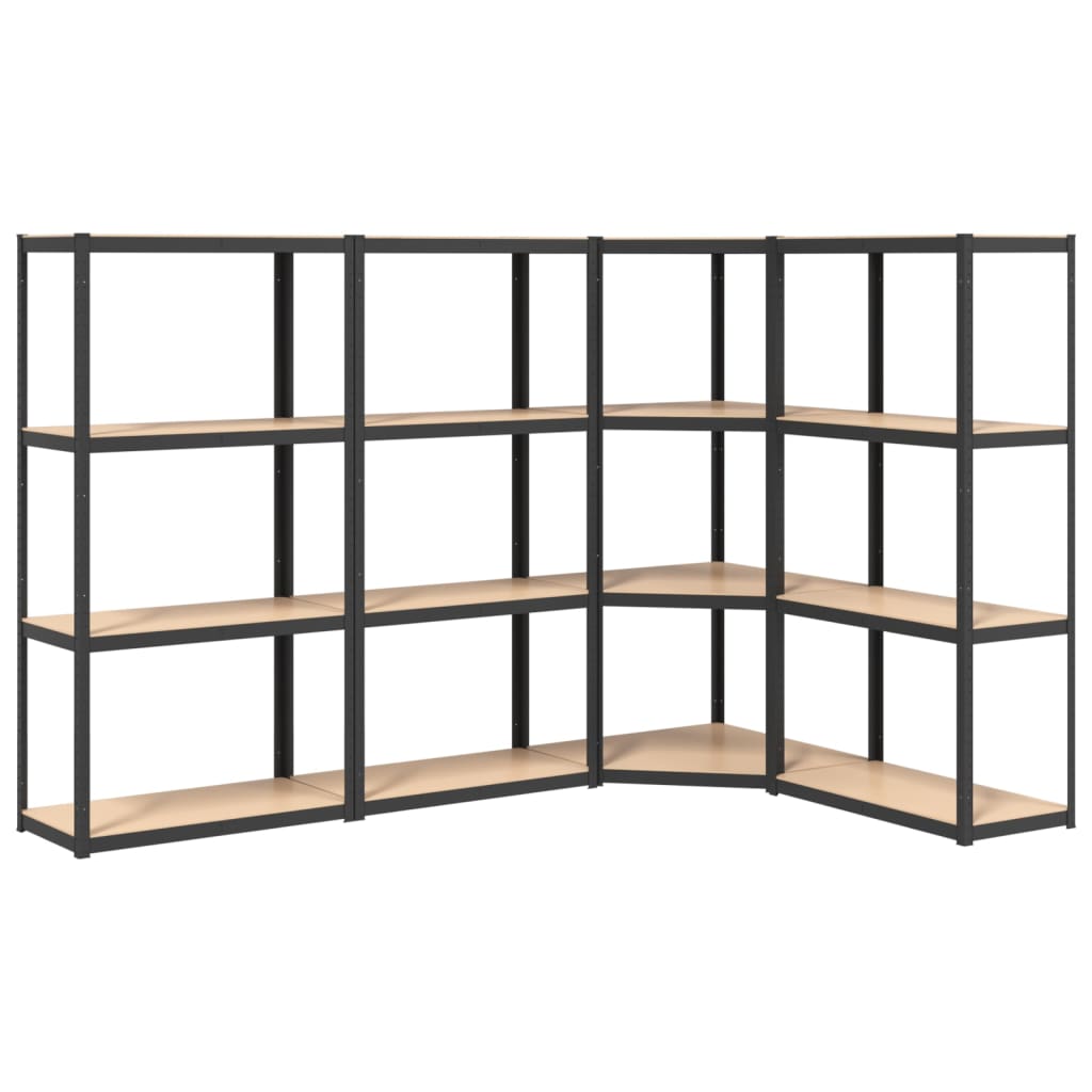 Scaffali. 4 ripiani antracite in legno costruito in acciaio - grigio antracite, 75 x 75 x 160 cm, 1, 4 - number 2.
