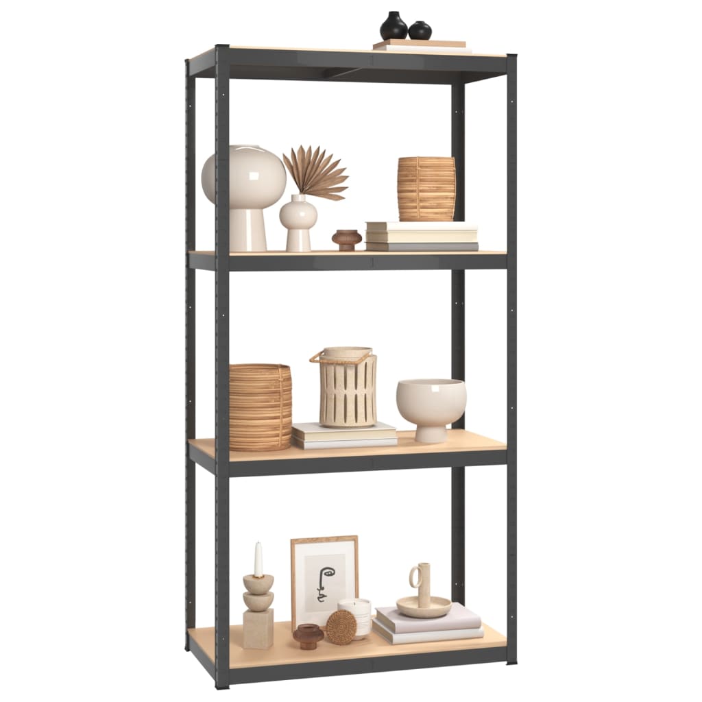Scaffali. 4 ripiani antracite in legno costruito in acciaio - grigio antracite, 75 x 75 x 160 cm, 1, 4 - number 3.