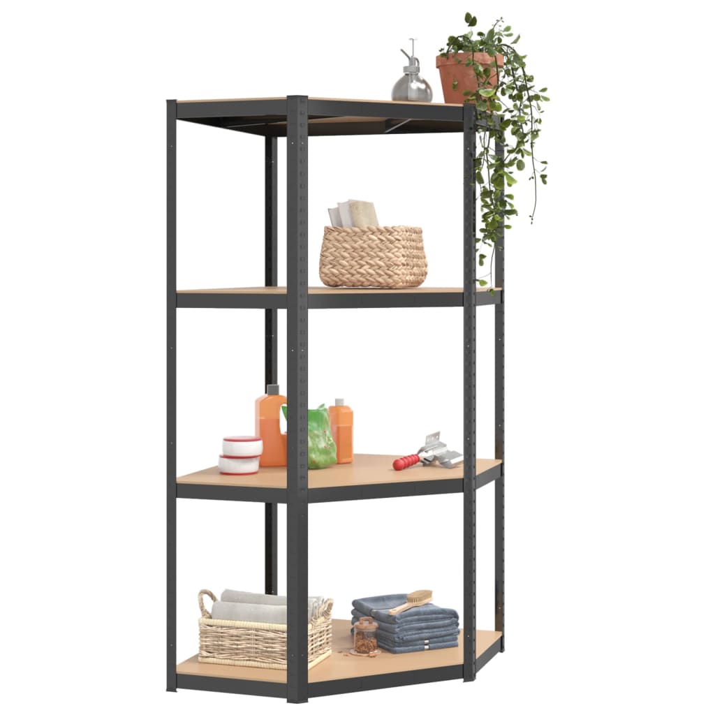 Scaffali. 4 ripiani antracite in legno costruito in acciaio - grigio antracite, 75 x 75 x 160 cm, 1, 4 - number 4.