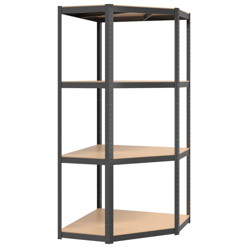 Scaffali. 4 ripiani antracite in legno costruito in acciaio - grigio antracite, 75 x 75 x 160 cm, 1, 4 - number 7.