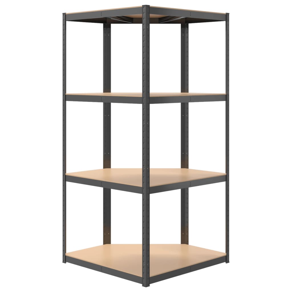 Scaffali. 4 ripiani antracite in legno costruito in acciaio - grigio antracite, 75 x 75 x 160 cm, 1, 4 - number 10.