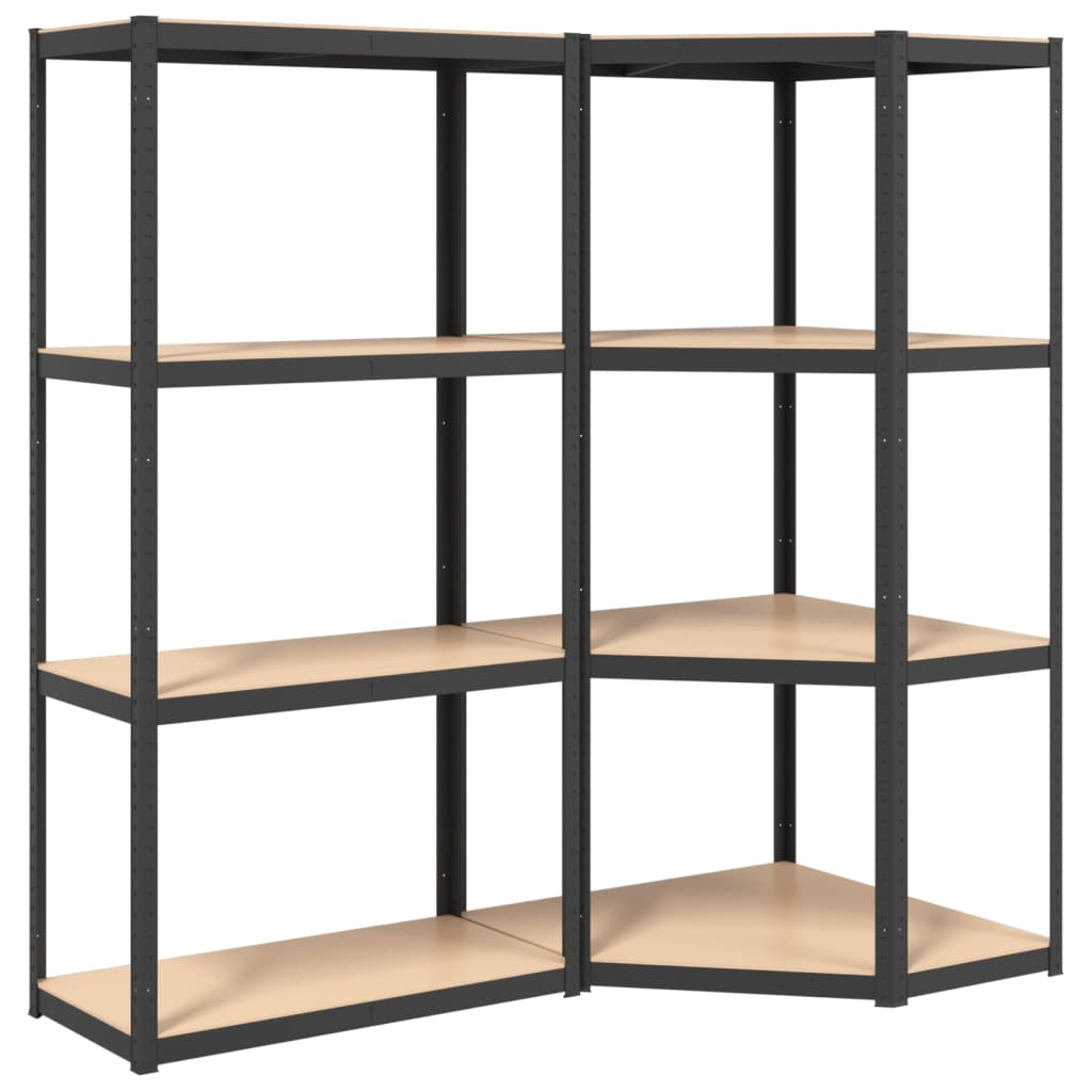 Scaffali. 4 ripiani in legno costruito in acciaio - grigio antracite, 75 x 75 x 160 cm, 1, 2 - number 2.