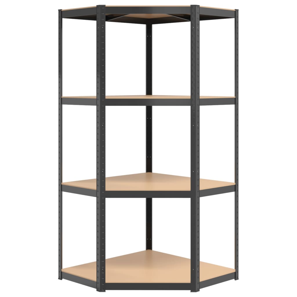 Scaffali. 4 ripiani in legno costruito in acciaio - grigio antracite, 75 x 75 x 160 cm, 1, 2 - number 8.