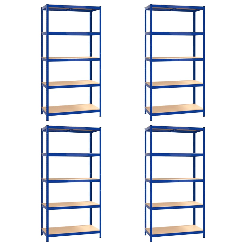 Scaffalatura 5 ripiani acciaio e legno ingegnerizzato - blu, 100 x 50 x 200 cm, 4 - number 2.