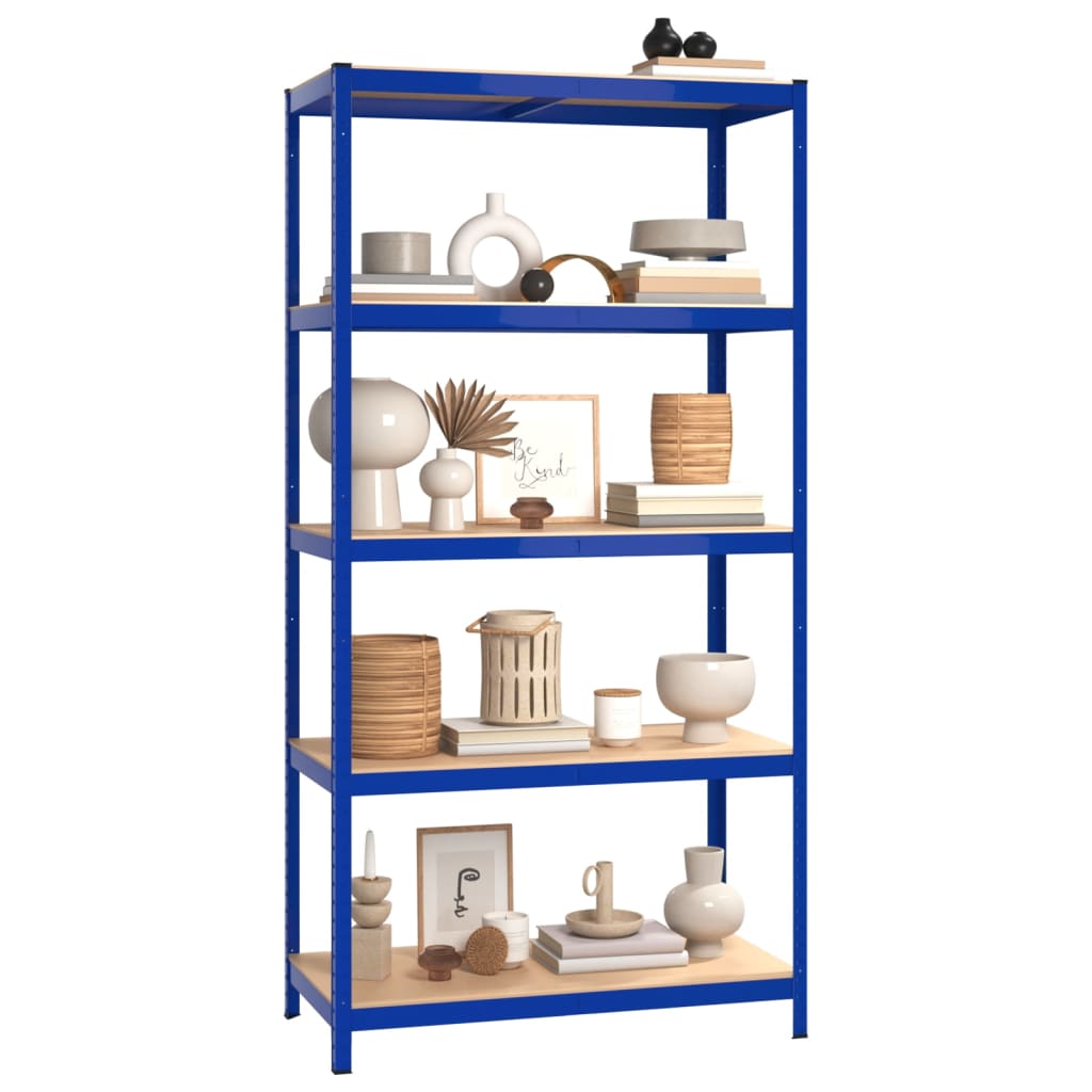 Scaffalatura 5 ripiani acciaio e legno ingegnerizzato - blu, 100 x 50 x 200 cm, 4 - number 3.