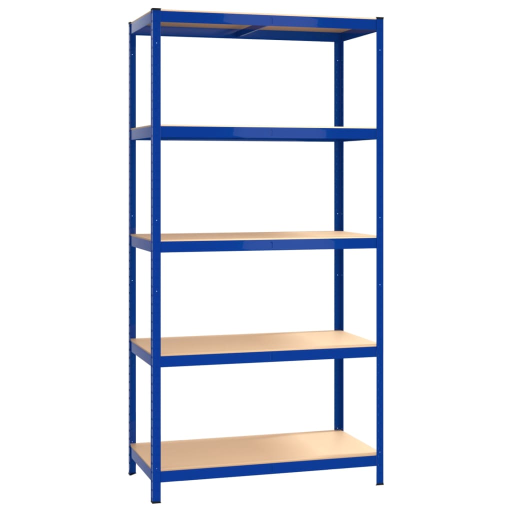Scaffalatura 5 ripiani acciaio e legno ingegnerizzato - blu, 100 x 50 x 200 cm, 4 - number 4.