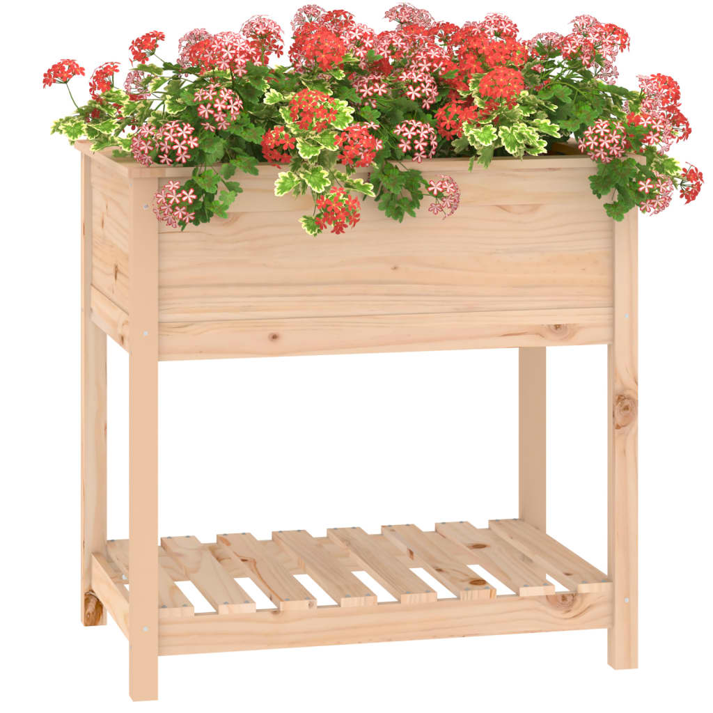 Plant box with shelf 82.5x54x81 cm solid pine - natural colored, 82.5 x 54 x 81 cm, 1 - number 4.