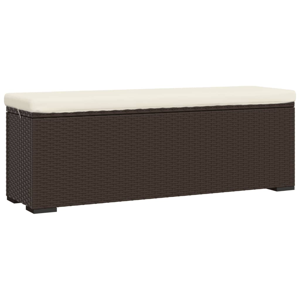 Bænk med hynde 110x30x40 cm polyrattan brun - number 2.