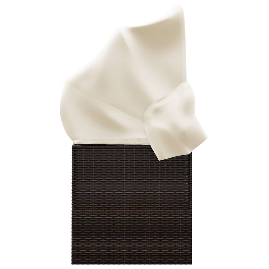 Udendørs loungesofa med tag og hynder polyrattan brun - brun og cremefarvet, 1 - number 4.