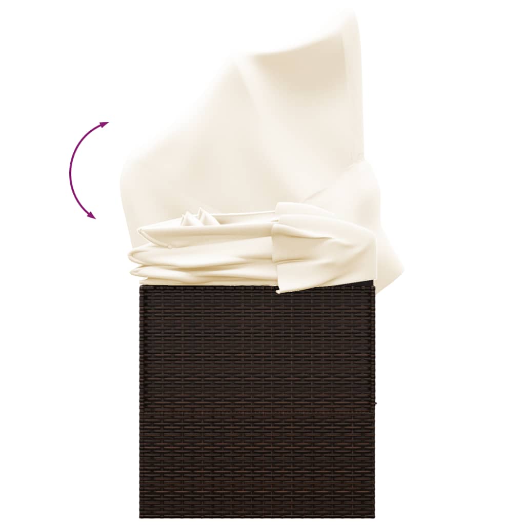 Udendørs loungesofa med tag og hynder polyrattan brun - brun og cremefarvet, 1 - number 7.