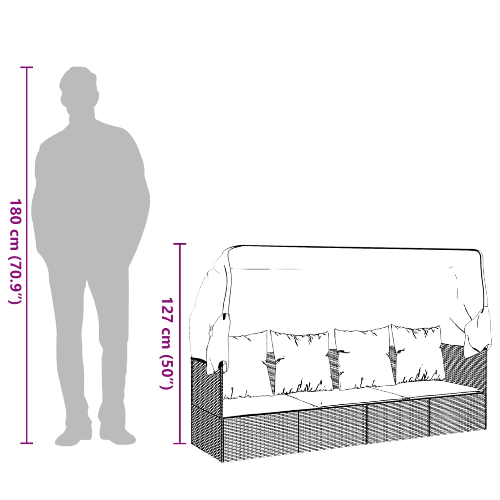 Udendørs loungesofa med tag og hynder polyrattan brun - brun og cremefarvet, 1 - number 10.
