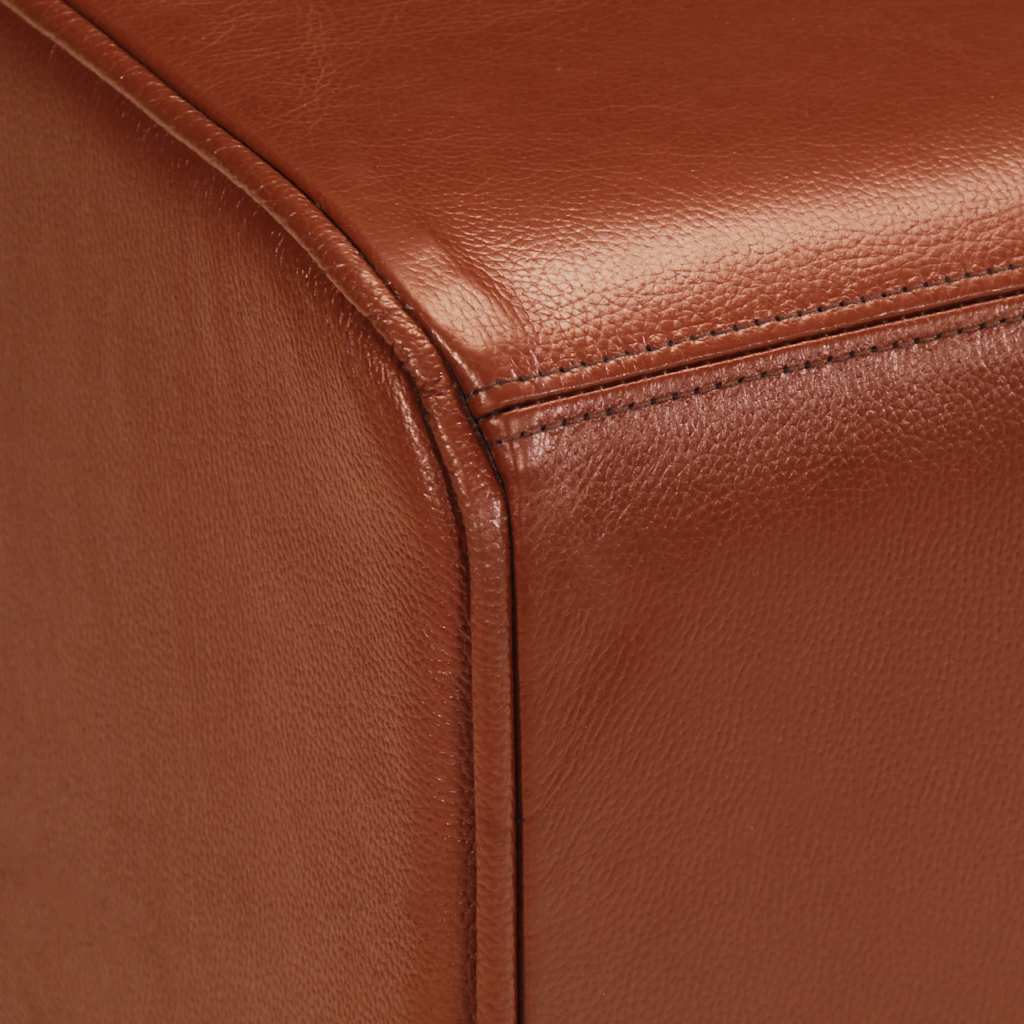 Bænk 110 cm ægte læder og massivt mangotræ brun - number 4.