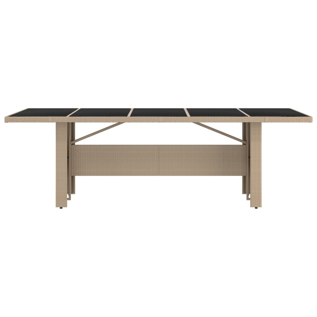 Havebord med glasbordplade polyrattan og hærdet glas beige - number 3.