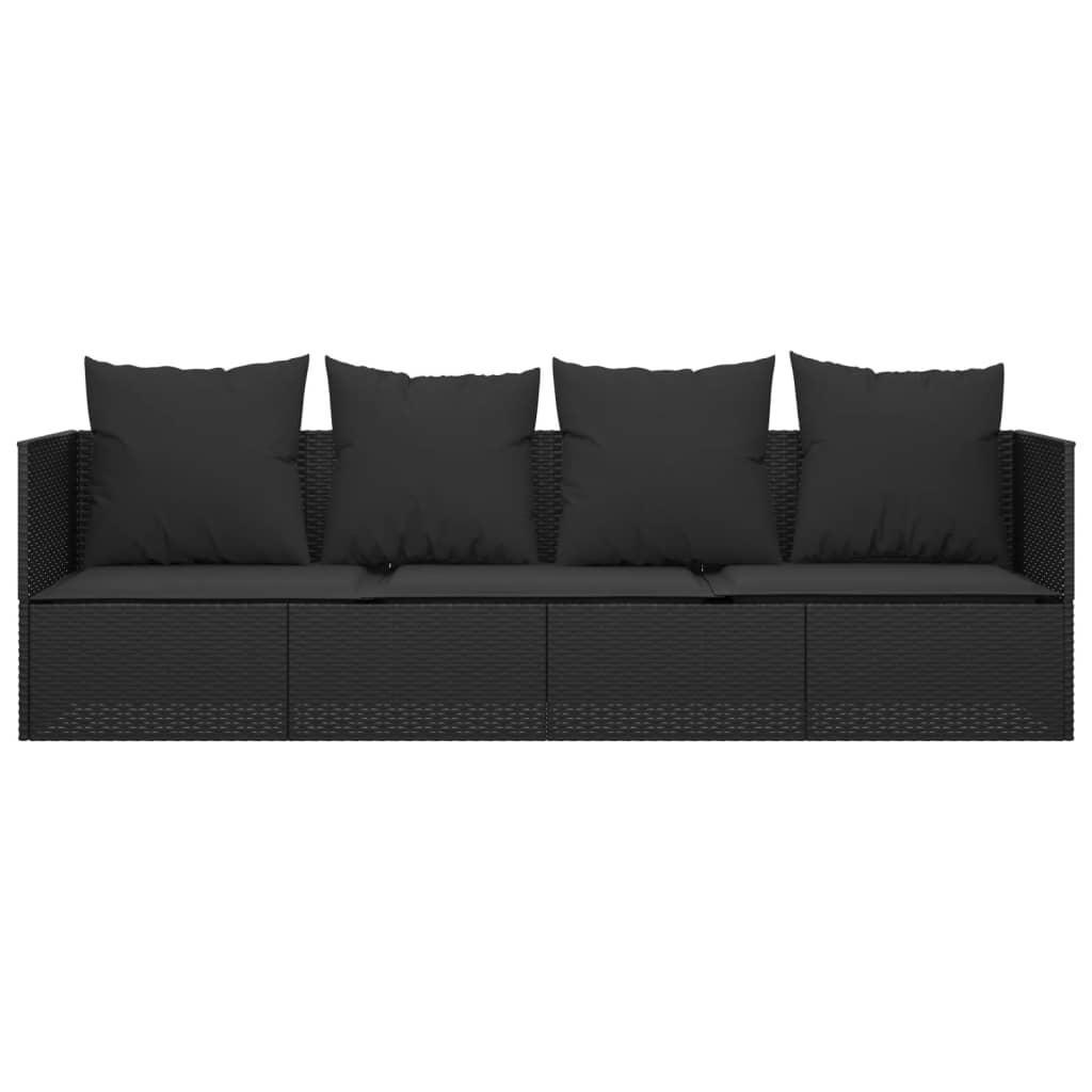 Udendørs loungesofa med hynder polyrattan - sort, 1, x - number 3.