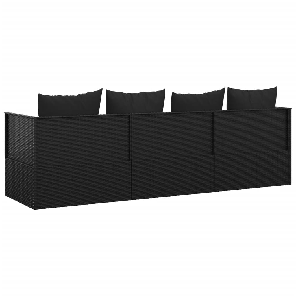 Udendørs loungesofa med hynder polyrattan - sort, 1, x - number 5.