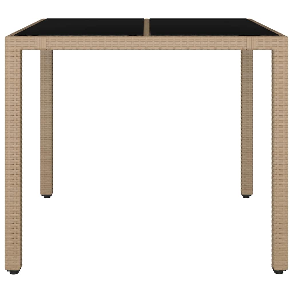 Havebord med glasbordplade polyrattan og hærdet - beige, 90 x 90 x 75 cm, 1, glas - number 3.