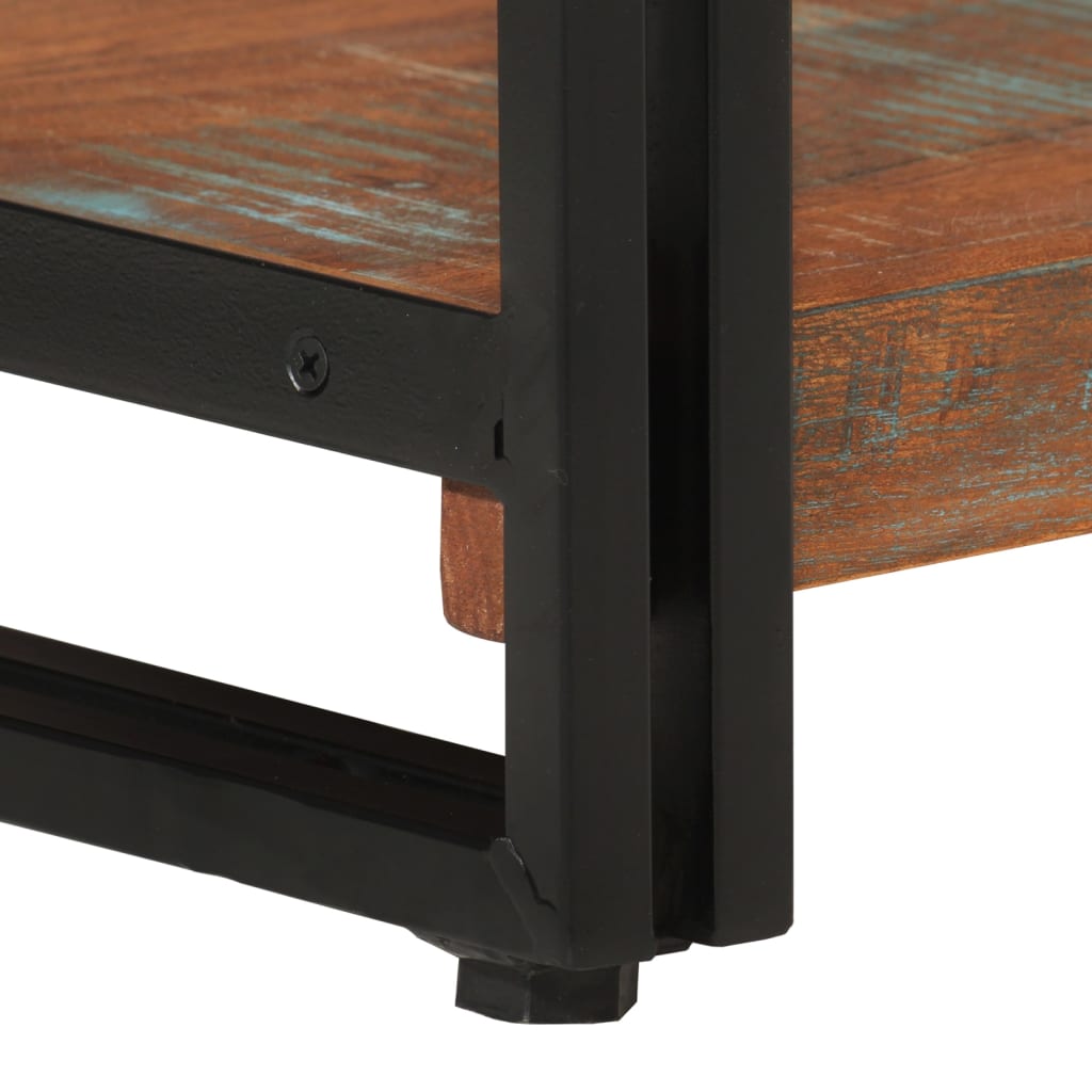 Bookcase with 3 shelves 77x30x80 cm solid recycled wood and iron - number 5.