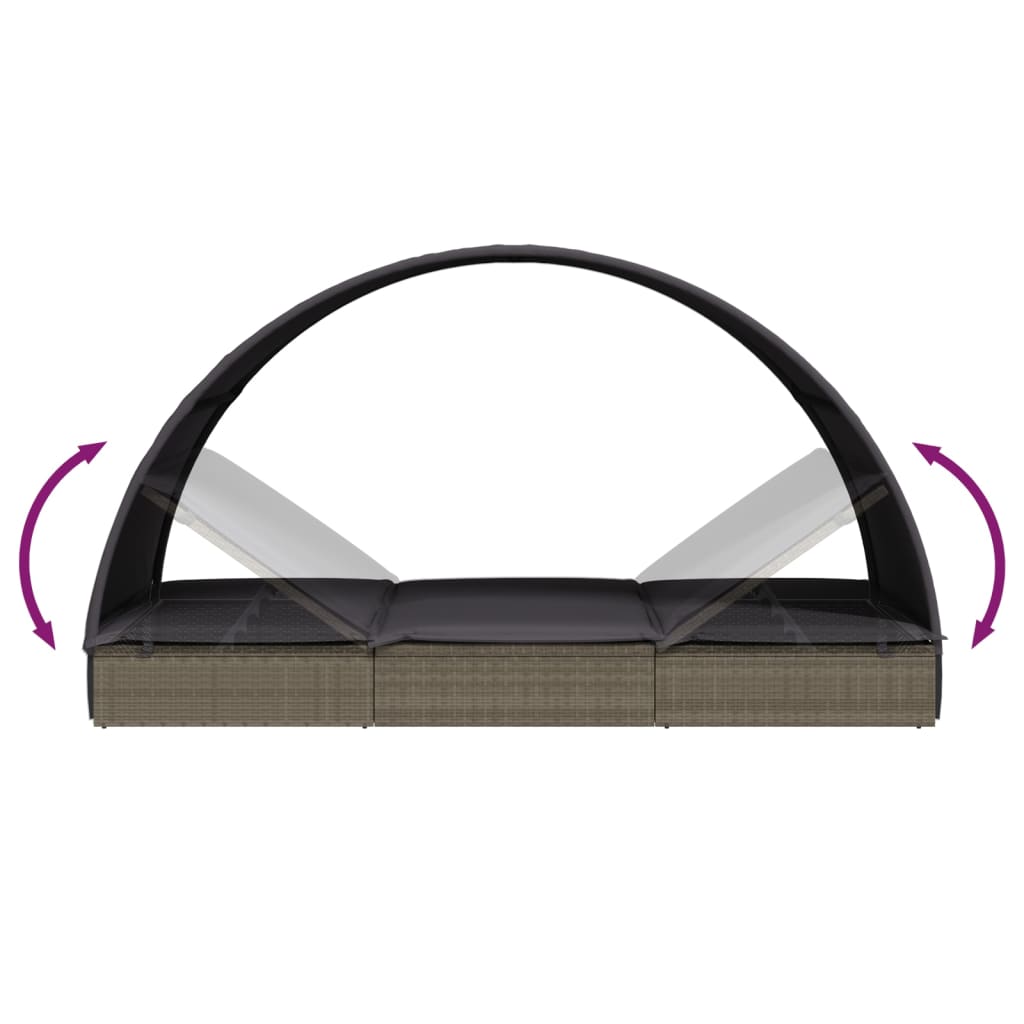 2-personers solseng rundt tak 211x112x140 cm polyrattan - grå, 1 - number 10.