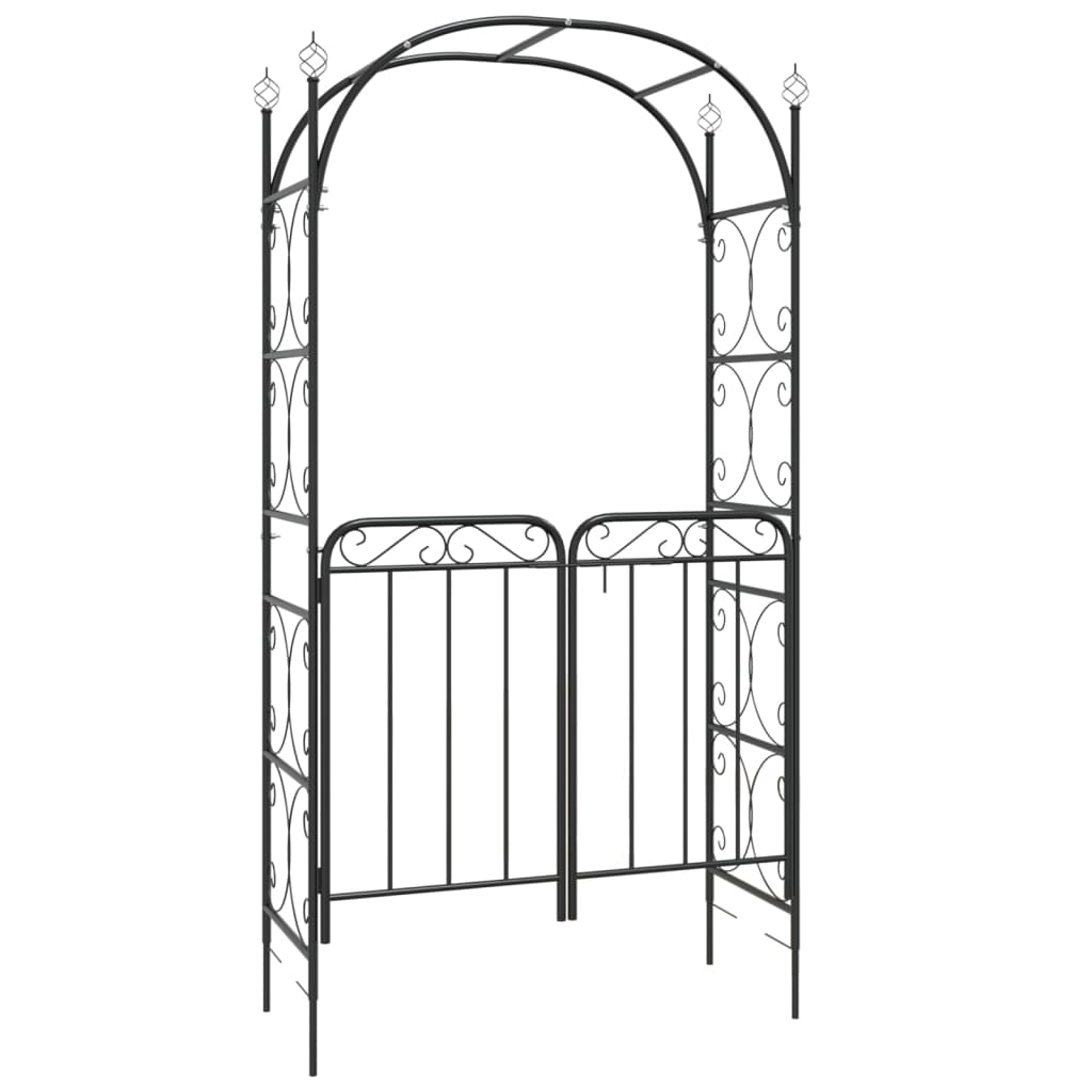 Garden arch with door 108x45x235 cm steel black - number 2.