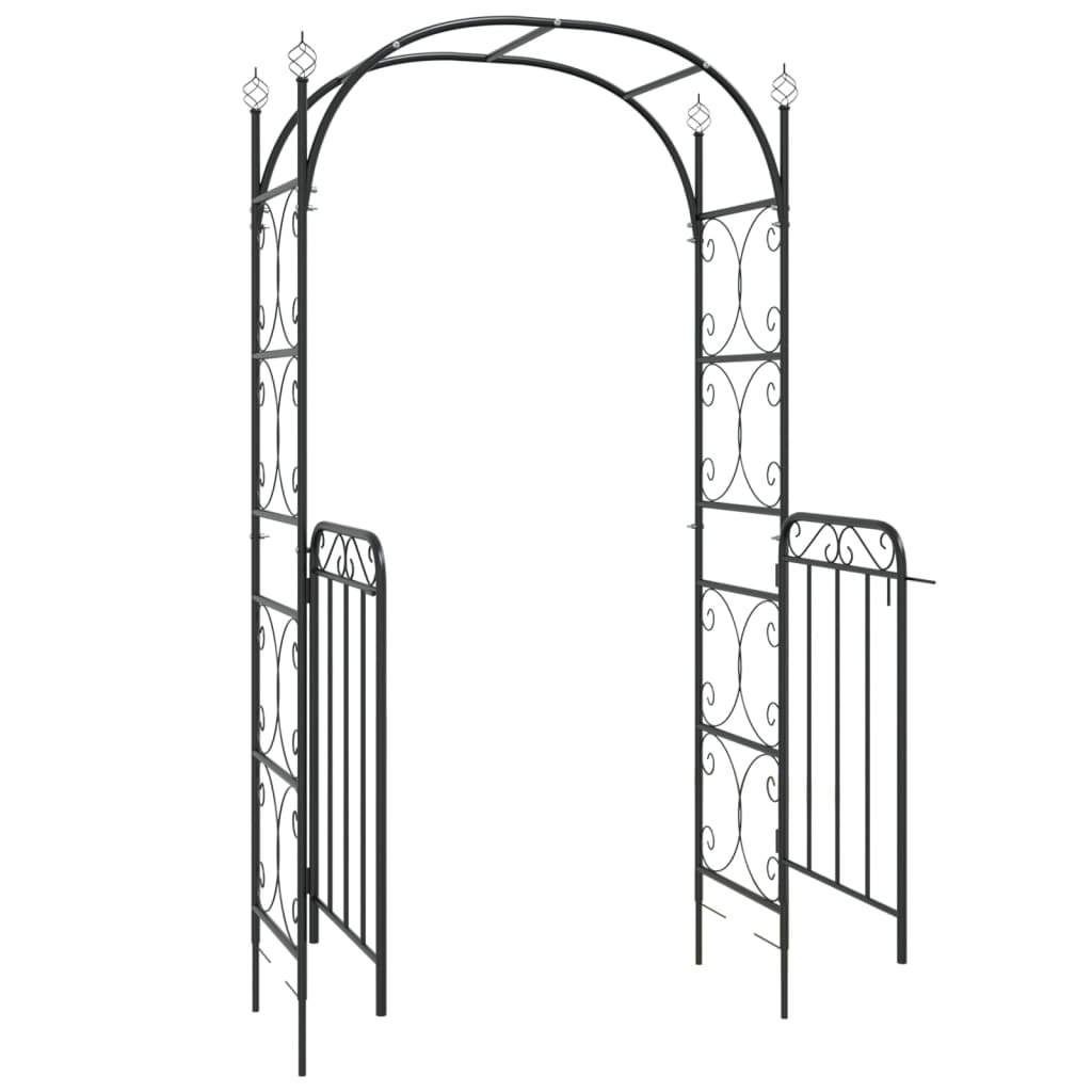 Garden arch with door 108x45x235 cm steel black - number 5.