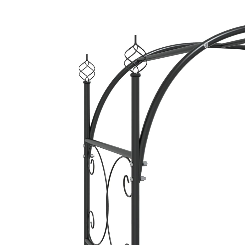 Garden arch with door 108x45x235 cm steel black - number 6.