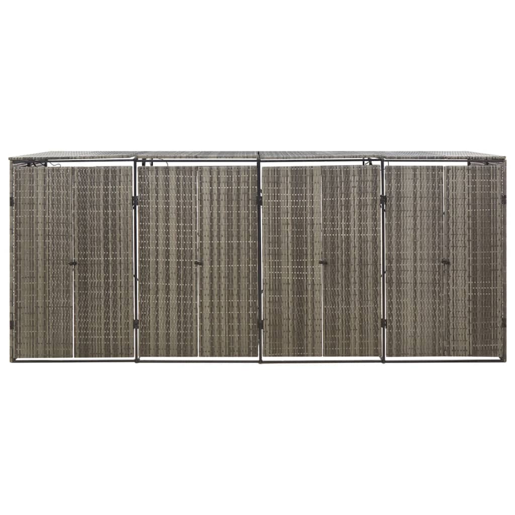 Firdobbelt skraldespandsskjuler 274x80x117 cm polyrattan grå - number 4.