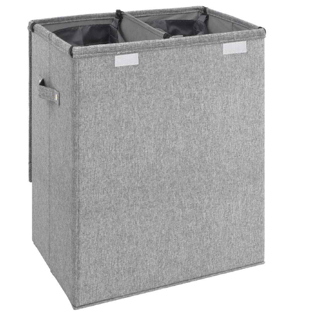 Foldable laundry basket 51x34.5x59 cm artificial linen gray - number 6.